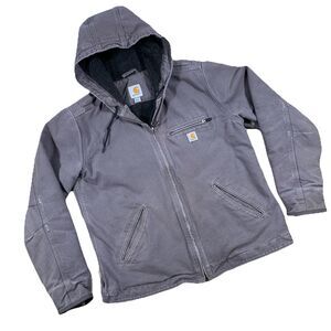 Carhartt Hooded Jacket - Youth M (8/10) - Sherpa-Lined - Made in Mexico